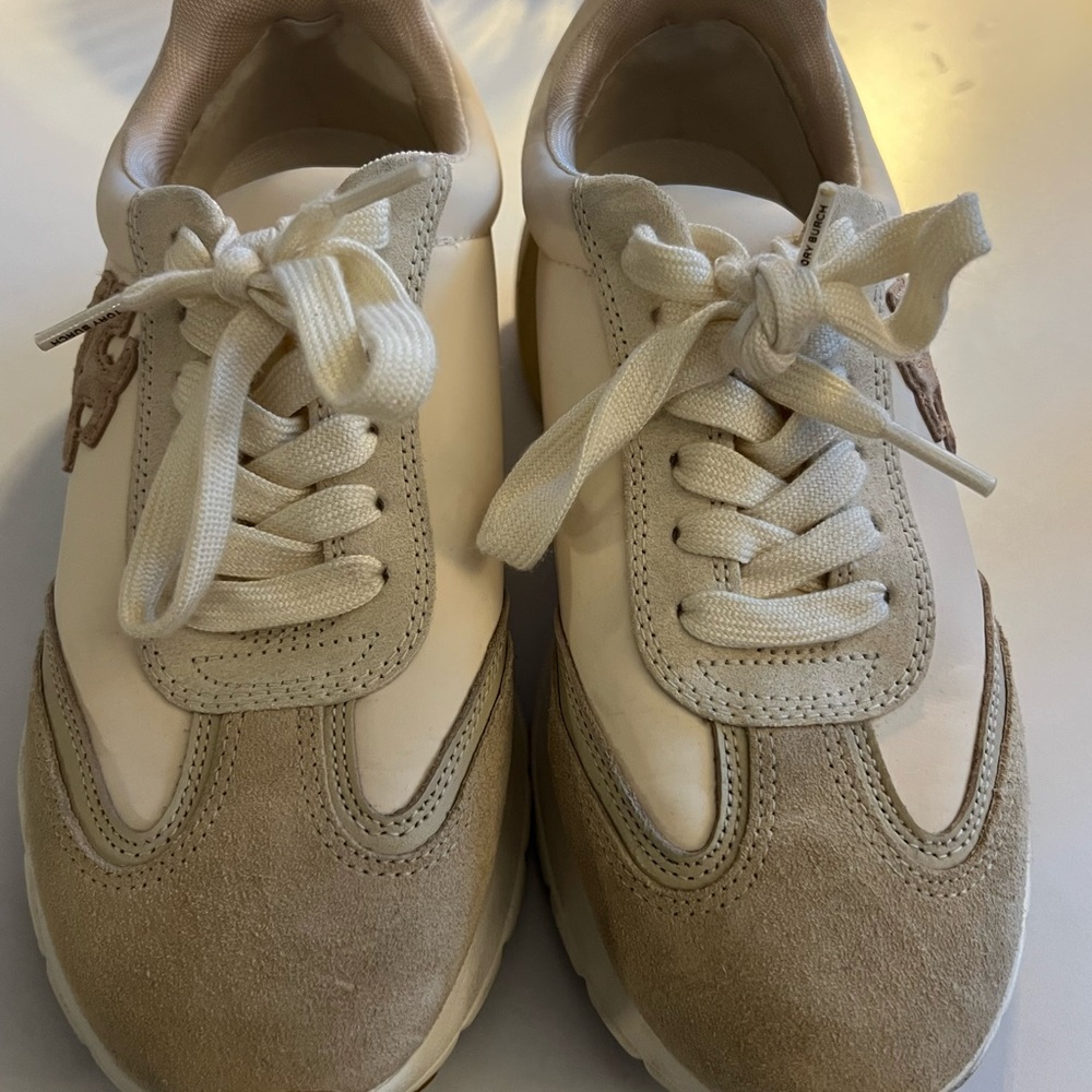 Tory Burch Cream and Tan Sneakers